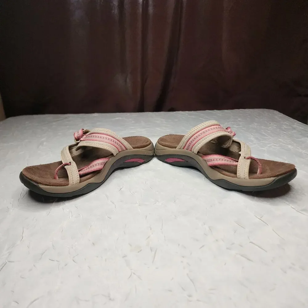 Abeo Womens Topanga Sandals Size 8 Gray Pink Comfort Strappy Beach - Picture 3 of 5